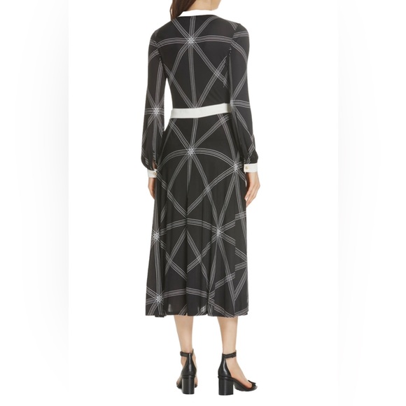 Tory Burch Anja Midi Geometric  Black and White  Dress XL - Picture 3 of 5